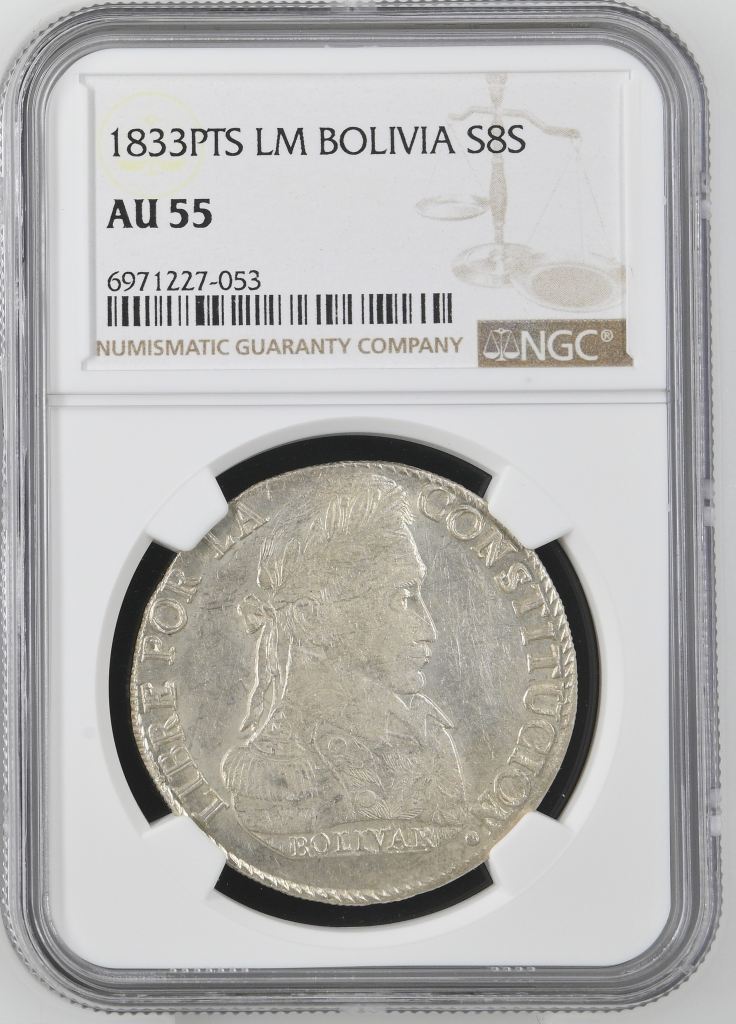 Bolivia 8 Sols 1833 Pts LM NGC AU55 0145250