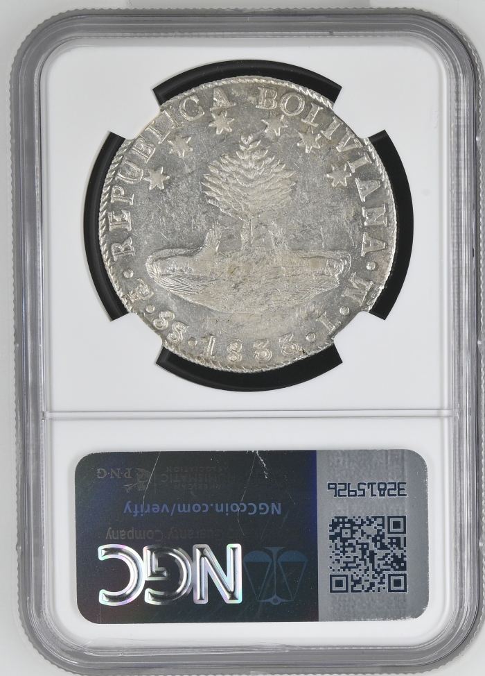 Bolivia 8 Sols 1833 Pts LM NGC AU58 0145253Bolivia 8 Sols 1833 Pts LM NGC AU58 0145253 - Image 2