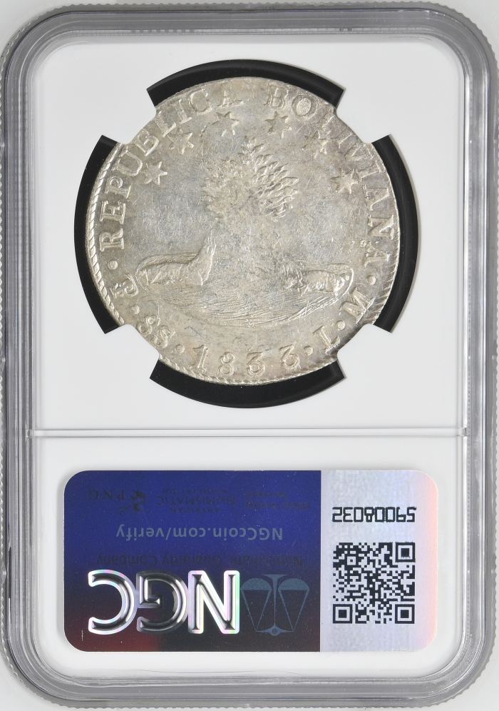 Bolivia 8 Sols 1833 Pts LM NGC AU58 0145254Bolivia 8 Sols 1833 Pts LM NGC AU58 0145254 - Image 2