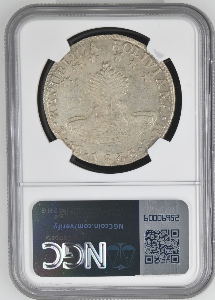 Bolivia 8 Sols 1833 Pts LM NGC AU58 0145255Bolivia 8 Sols 1833 Pts LM NGC AU58 0145255 - Image 2