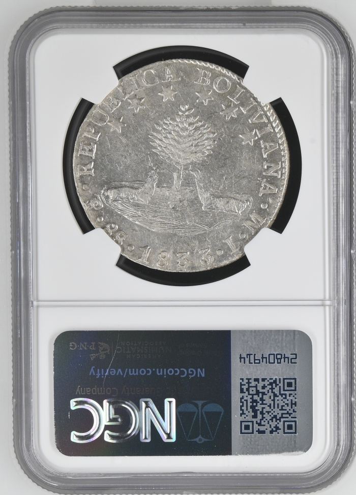 Bolivia 8 Sols 1833 Pts LM NGC AU58 0145256Bolivia 8 Sols 1833 Pts LM NGC AU58 0145256 - Image 2