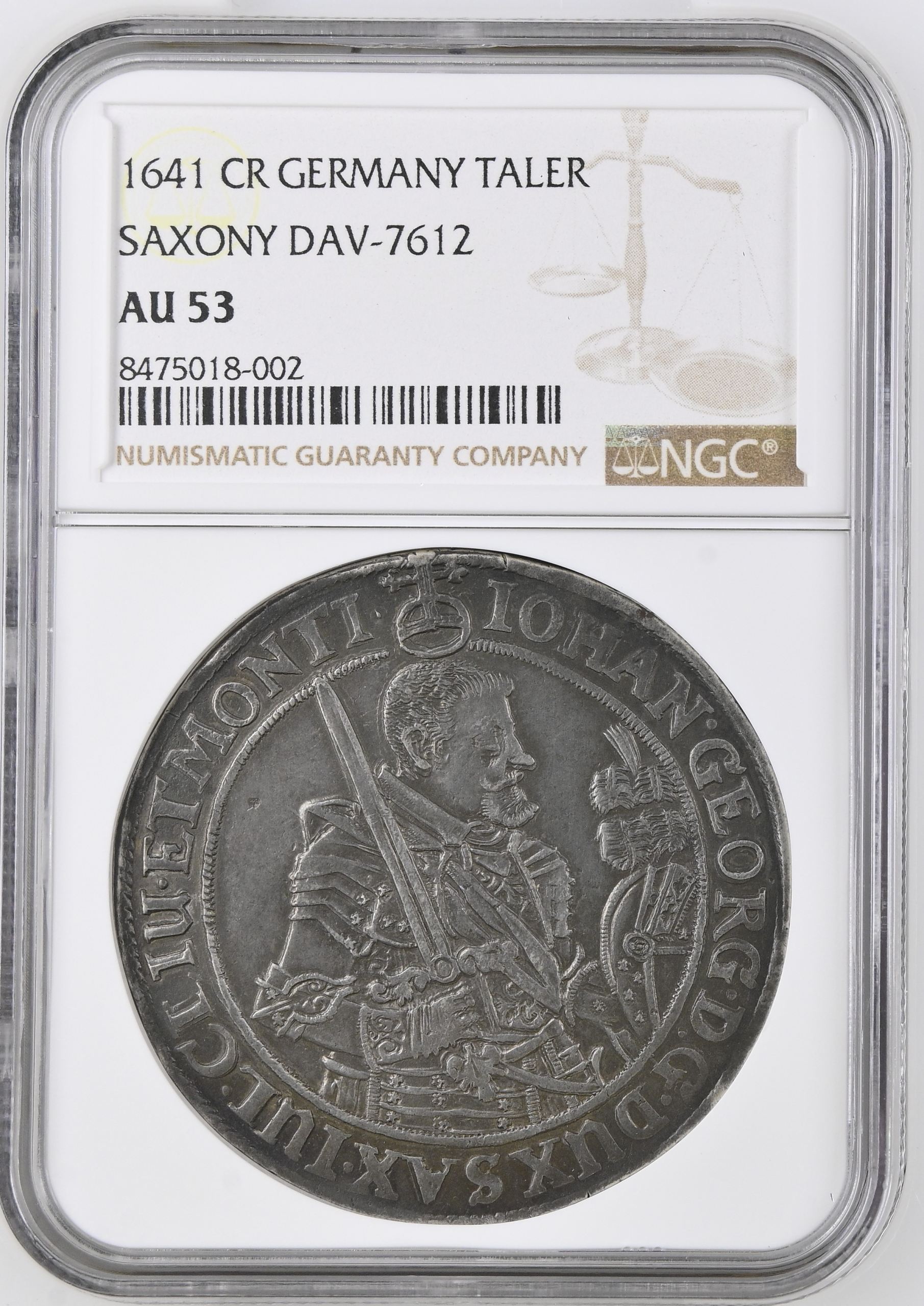 Germany Taler 1641 Saxony CR NGC AU53 DAV-7612 0145530