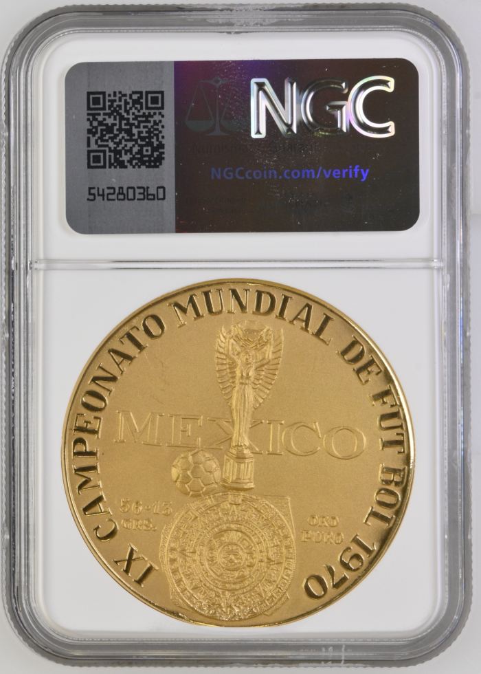 Medals & Tokens Modern Gold World Soccer Championship Gold Medal 1970 Grove-1082 NGC MS67 0145549Medals & Tokens Modern Gold World Soccer Championship Gold Medal 1970 Grove-1082 NGC MS67 0145549 - Image 2