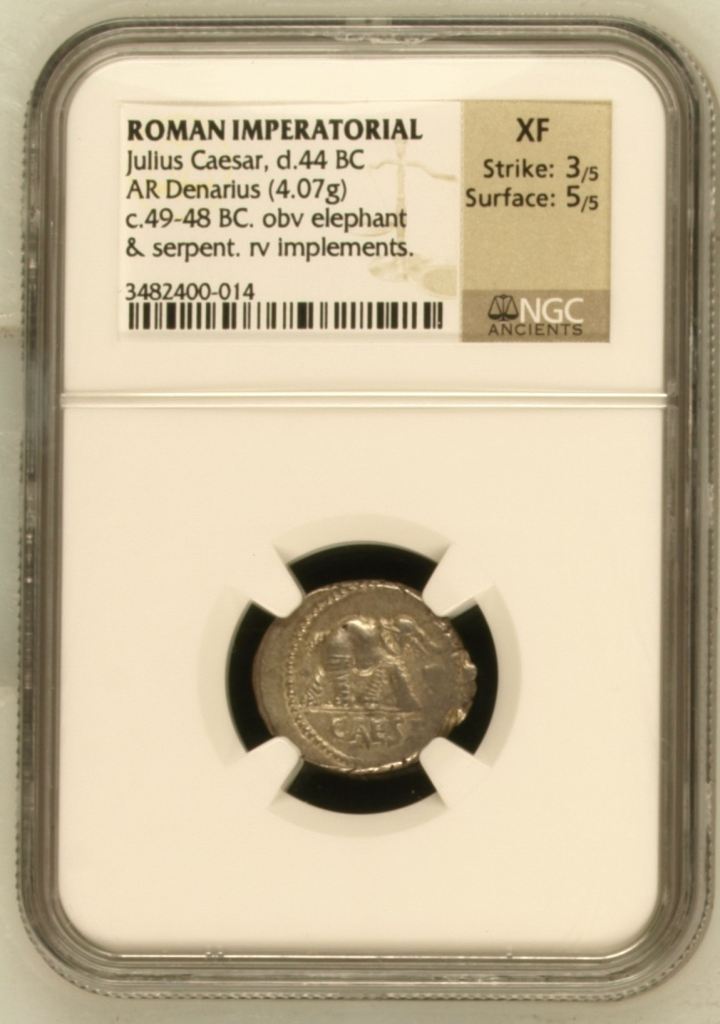 Roman Imperatorial Julius Caesar d.44 BC AR Denarius NGC XF 0145569