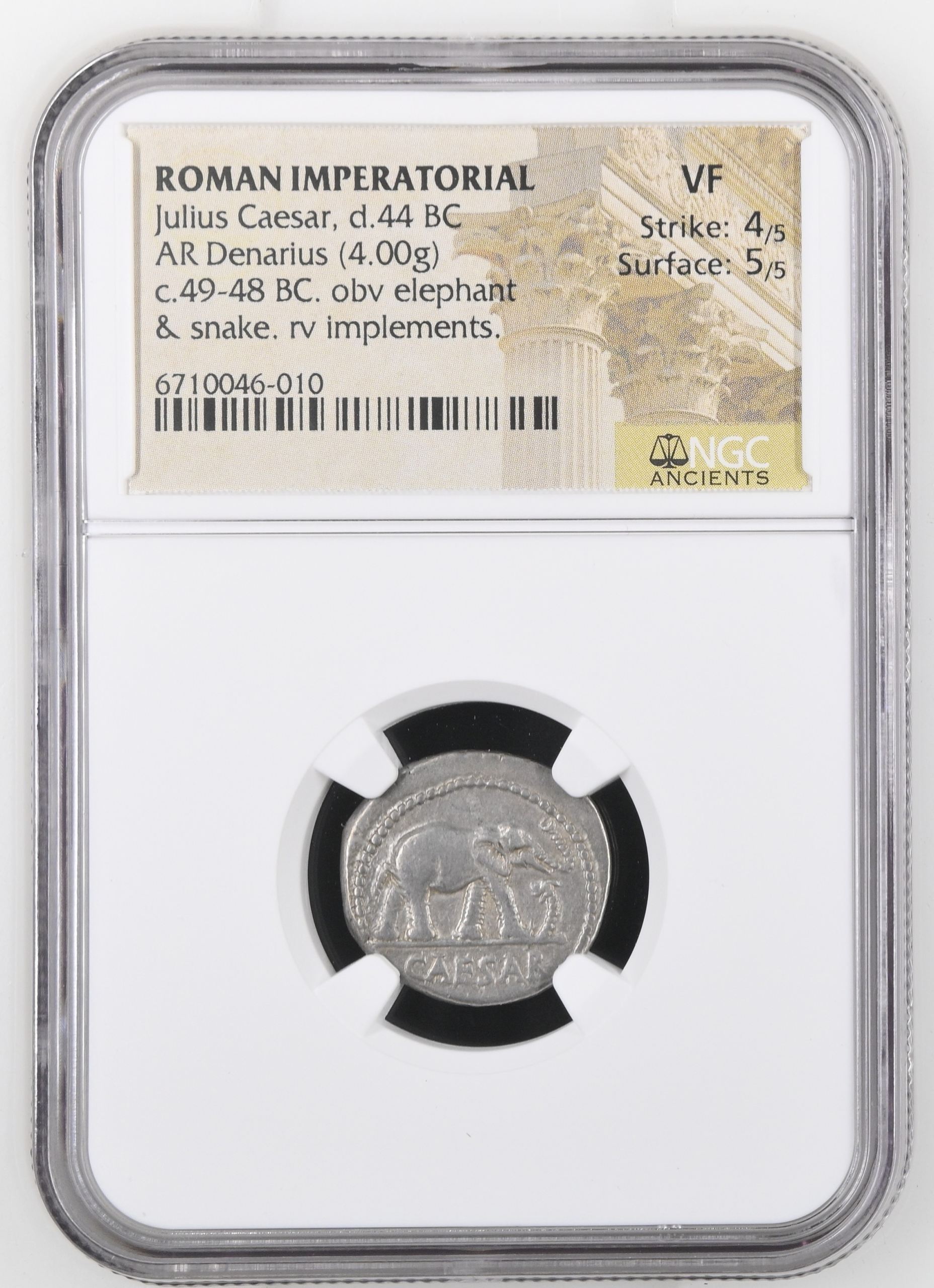 Roman Imperatorial Julius Caesar d.44 BC AR Denarius NGC VF 0145570