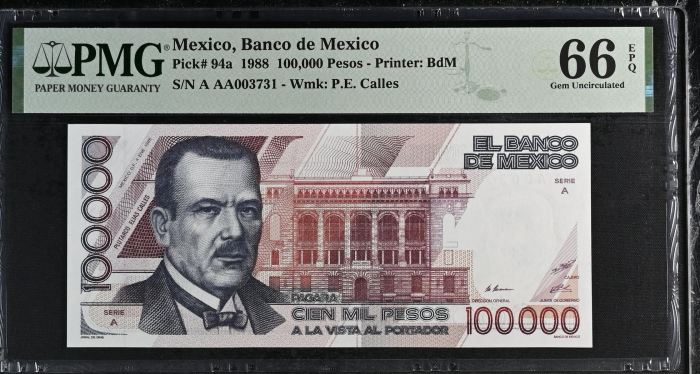 Banco De Mexico 13 Piece Set  All Scarce  Series A  Matching Serial Numbers Pick #62-94 PMG f_35443Banco De Mexico 13 Piece Set  All Scarce  Series A  Matching Serial Numbers Pick #62-94 PMG f_35443