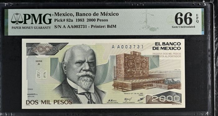 Banco De Mexico 13 Piece Set  All Scarce  Series A  Matching Serial Numbers Pick #62-94 PMG f_35443Banco De Mexico 13 Piece Set  All Scarce  Series A  Matching Serial Numbers Pick #62-94 PMG f_35443 - Image 11