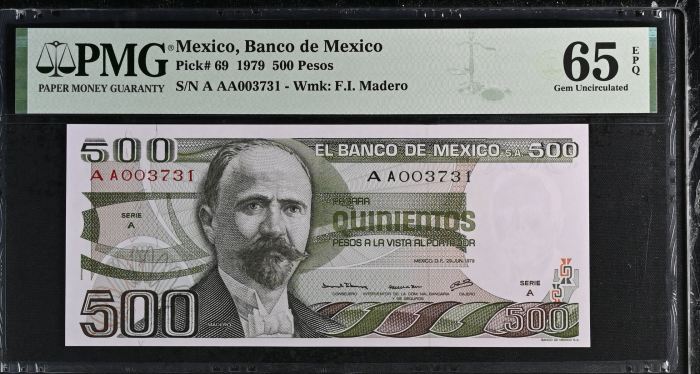 Banco De Mexico 13 Piece Set  All Scarce  Series A  Matching Serial Numbers Pick #62-94 PMG f_35443Banco De Mexico 13 Piece Set  All Scarce  Series A  Matching Serial Numbers Pick #62-94 PMG f_35443 - Image 15