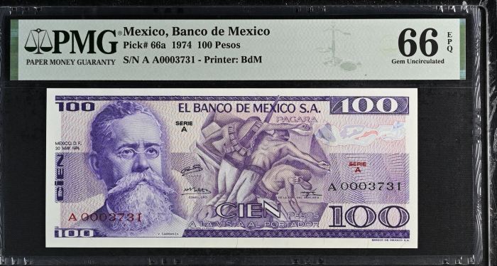 Banco De Mexico 13 Piece Set  All Scarce  Series A  Matching Serial Numbers Pick #62-94 PMG f_35443Banco De Mexico 13 Piece Set  All Scarce  Series A  Matching Serial Numbers Pick #62-94 PMG f_35443 - Image 17