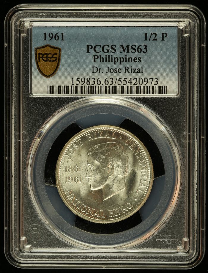 Philippines Half Peso 1961 PCGS MS63 0145209Philippines Half Peso 1961 PCGS MS63 0145209