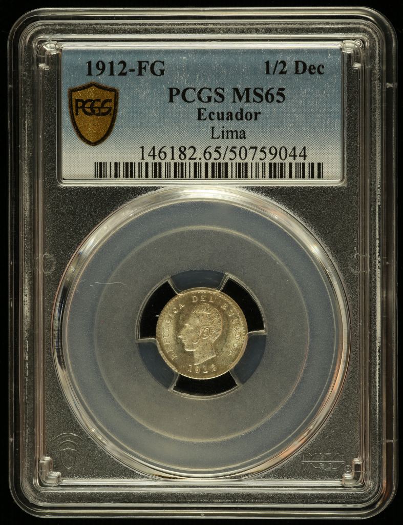 Ecuador 1/2 Decimo 1912 FG PCGS MS65 0145585