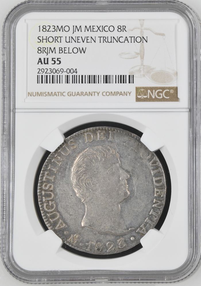 Imperial Era 8 Reales 1823 Mo JM NGC AU55 0145630Imperial Era 8 Reales 1823 Mo JM NGC AU55 0145630