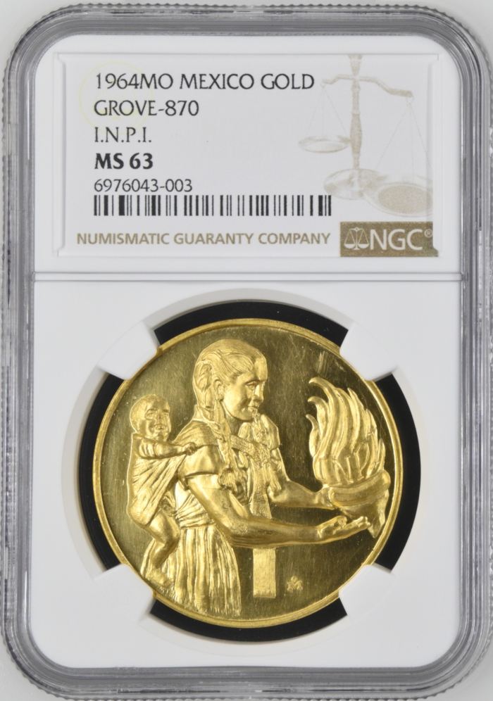 Medals & Tokens Modern Gold INPI Gold Medal 1964 Mo Grove-870 NGC MS63 0145645Medals & Tokens Modern Gold INPI Gold Medal 1964 Mo Grove-870 NGC MS63 0145645