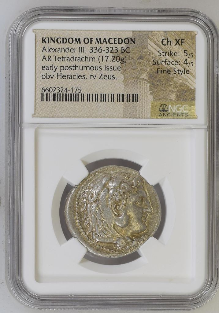 Macedonian Kings Alexander III(The Great) 336-323 BC AR Tetradrachm NGC Ch XF 0145671