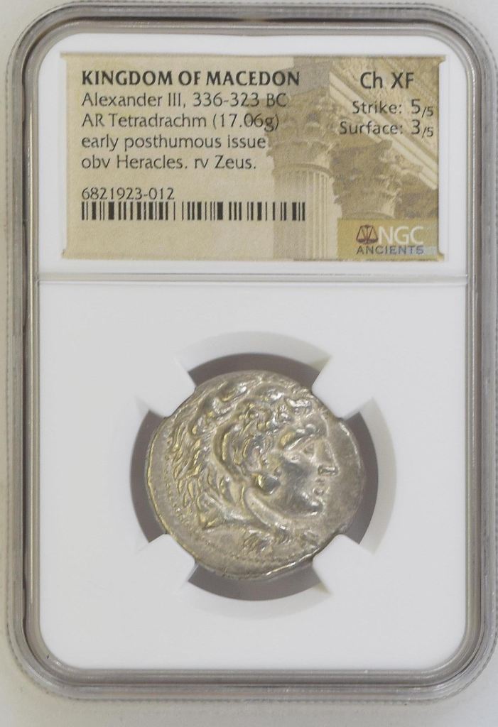 Macedonian Kings Alexander III(The Great) 336-323 BC AR Tetradrachm NGC Ch XF 0145672