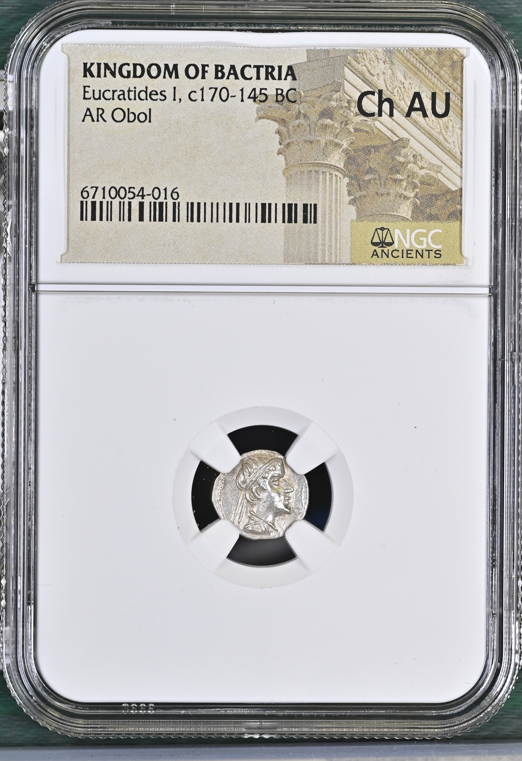 Baktria and the East Eucratides I c.170-145 BC AR Obol NGC Ch AU 0145691