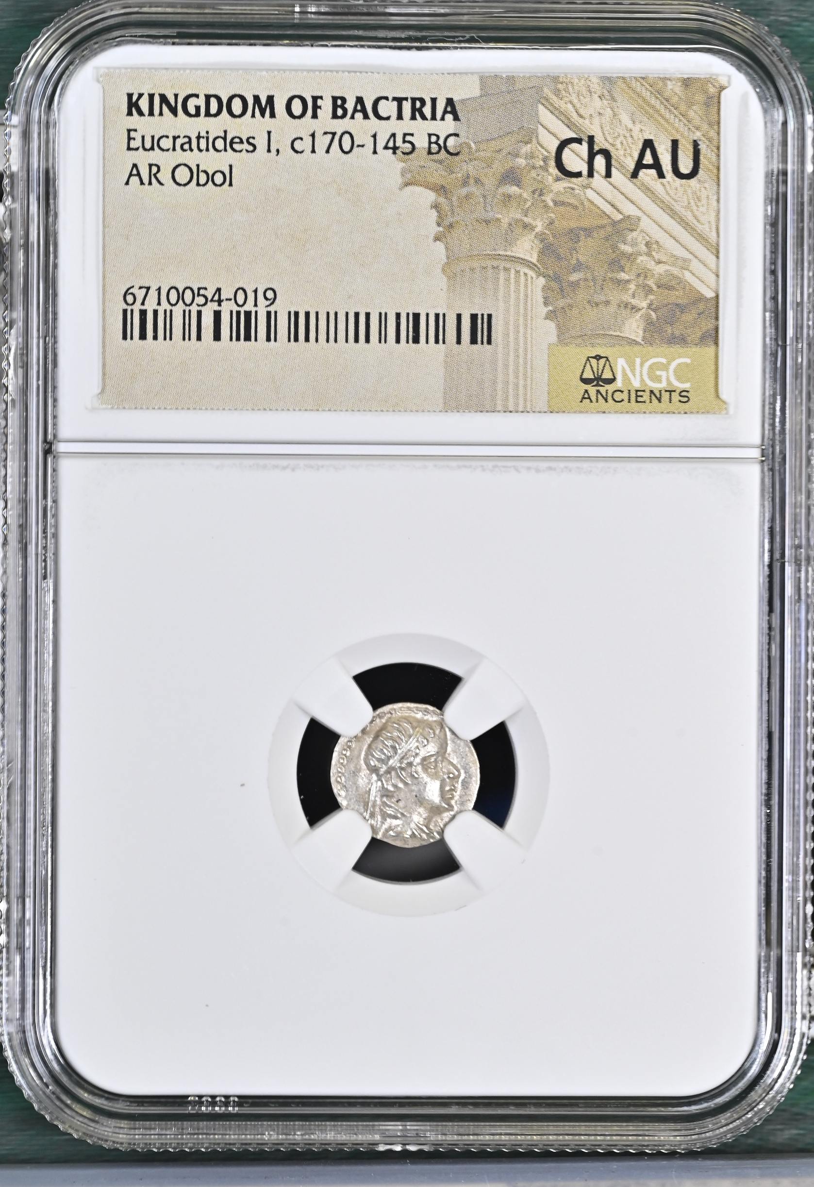 Baktria and the East Eucratides I c.170-145 BC AR Obol NGC Ch AU 0145694