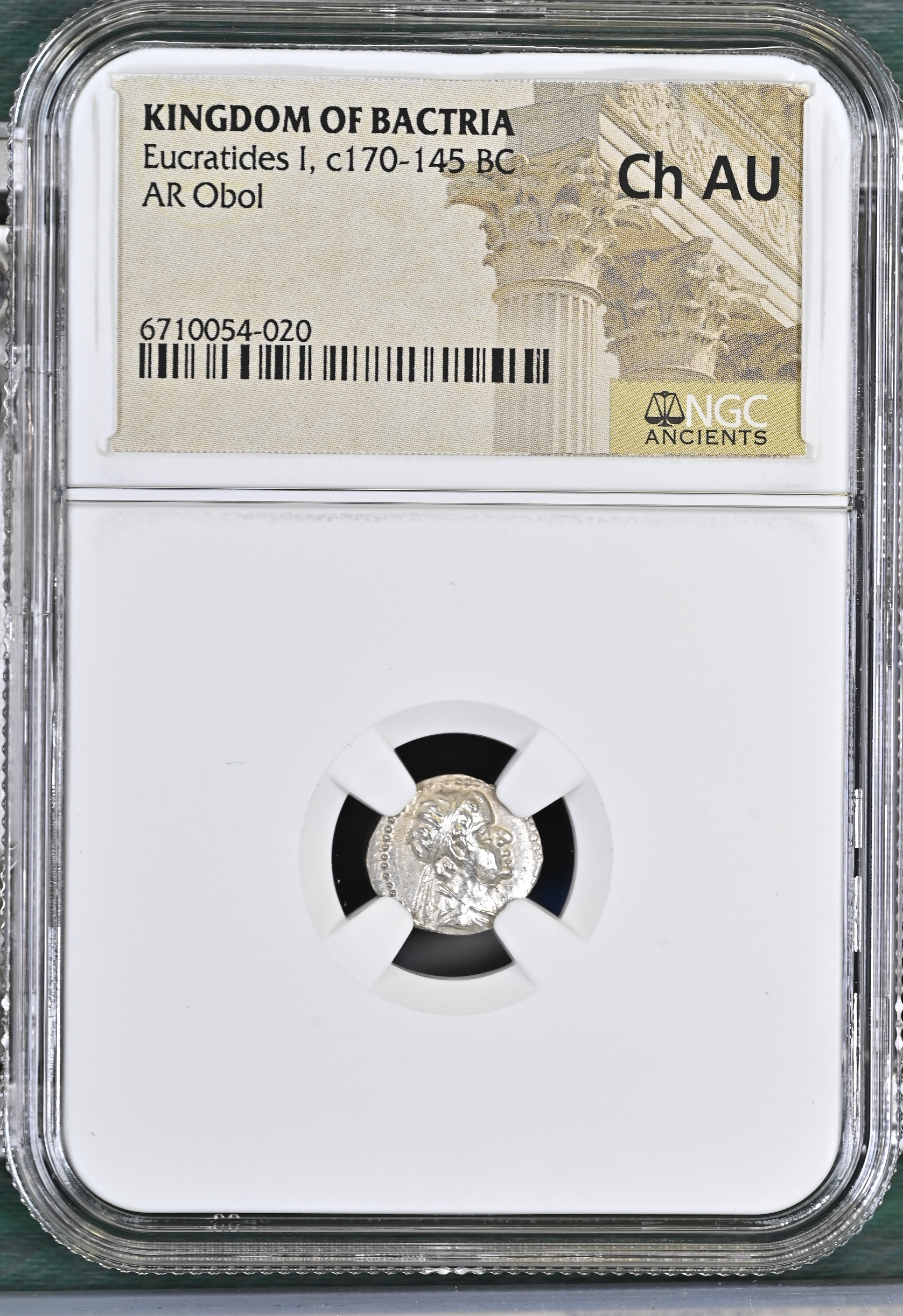Baktria and the East Eucratides I c.170-145 BC AR Obol NGC Ch AU 0145695