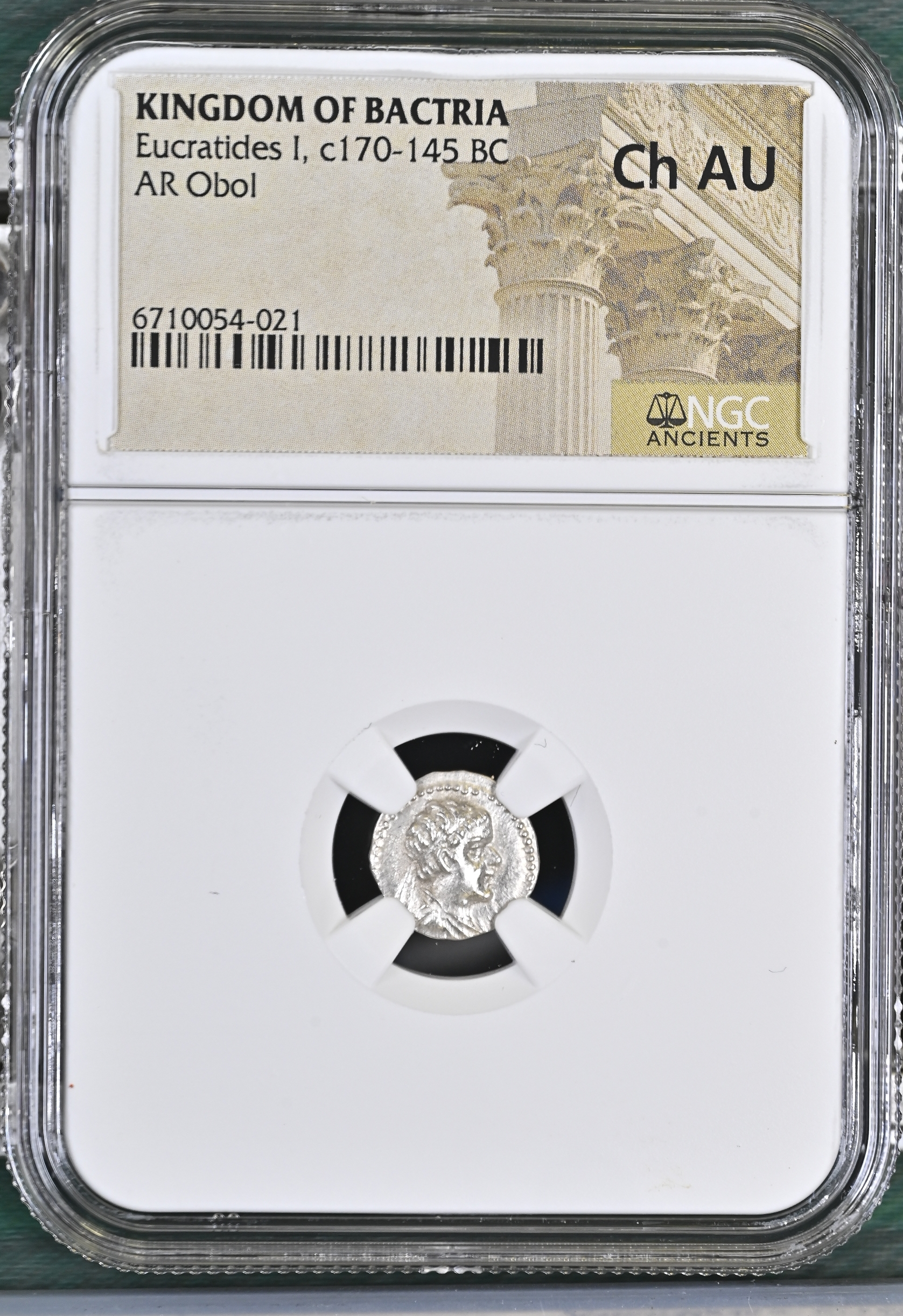 Baktria and the East Eucratides I c.170-145 BC AR Obol NGC Ch AU 0145696