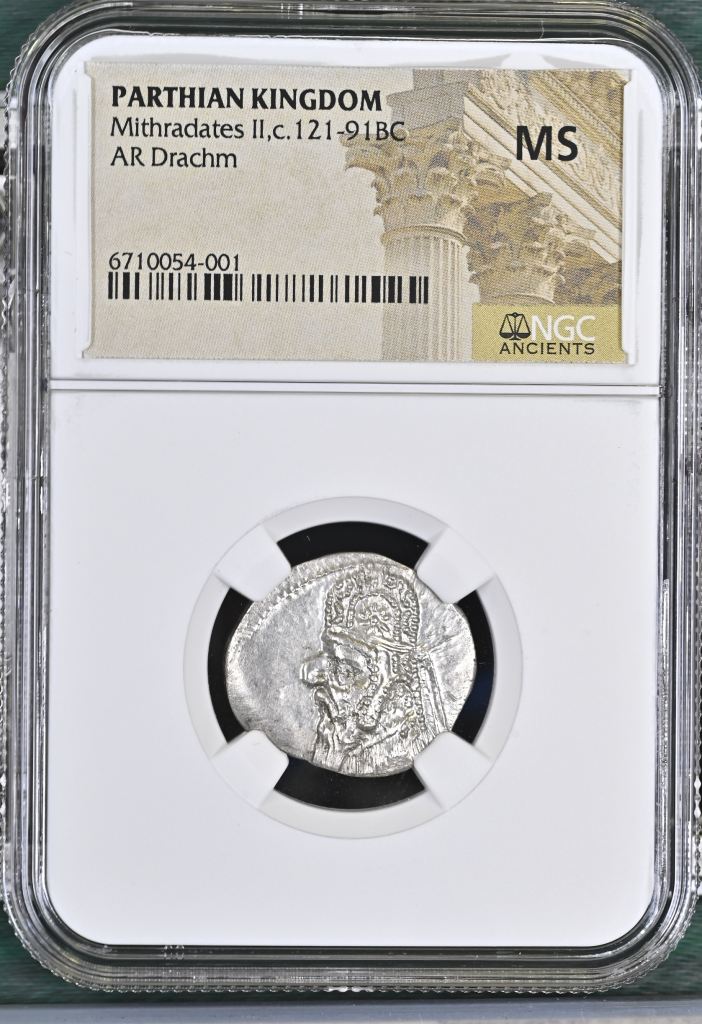 Persia, Achaemenid Kings Parthia Mithradates II c.121-91 BC AR Drachm NGC MS 0145709