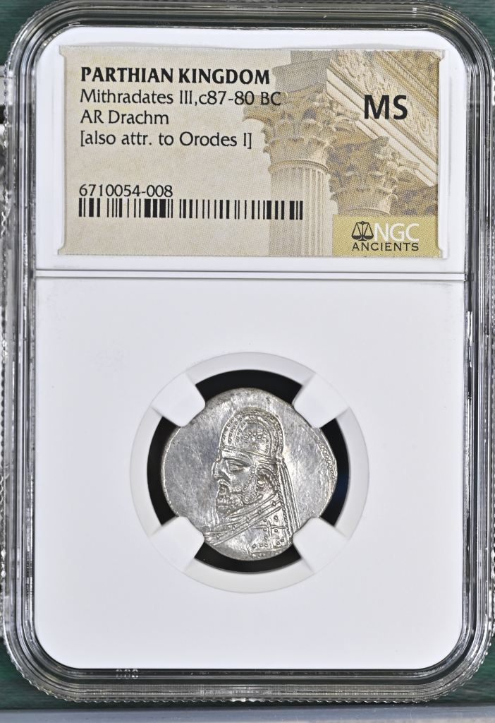 Persia, Achaemenid Kings Parthia Mithradates III c.87-80 BC AR Drachm NGC MS 0145716