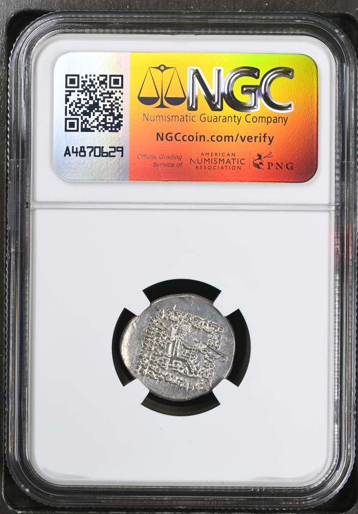 Persia, Achaemenid Kings Parthia Mithradates II c.121-91 BC AR Drachm NGC Ch AU 0145717Persia, Achaemenid Kings Parthia Mithradates II c.121-91 BC AR Drachm NGC Ch AU 0145717 - Image 2