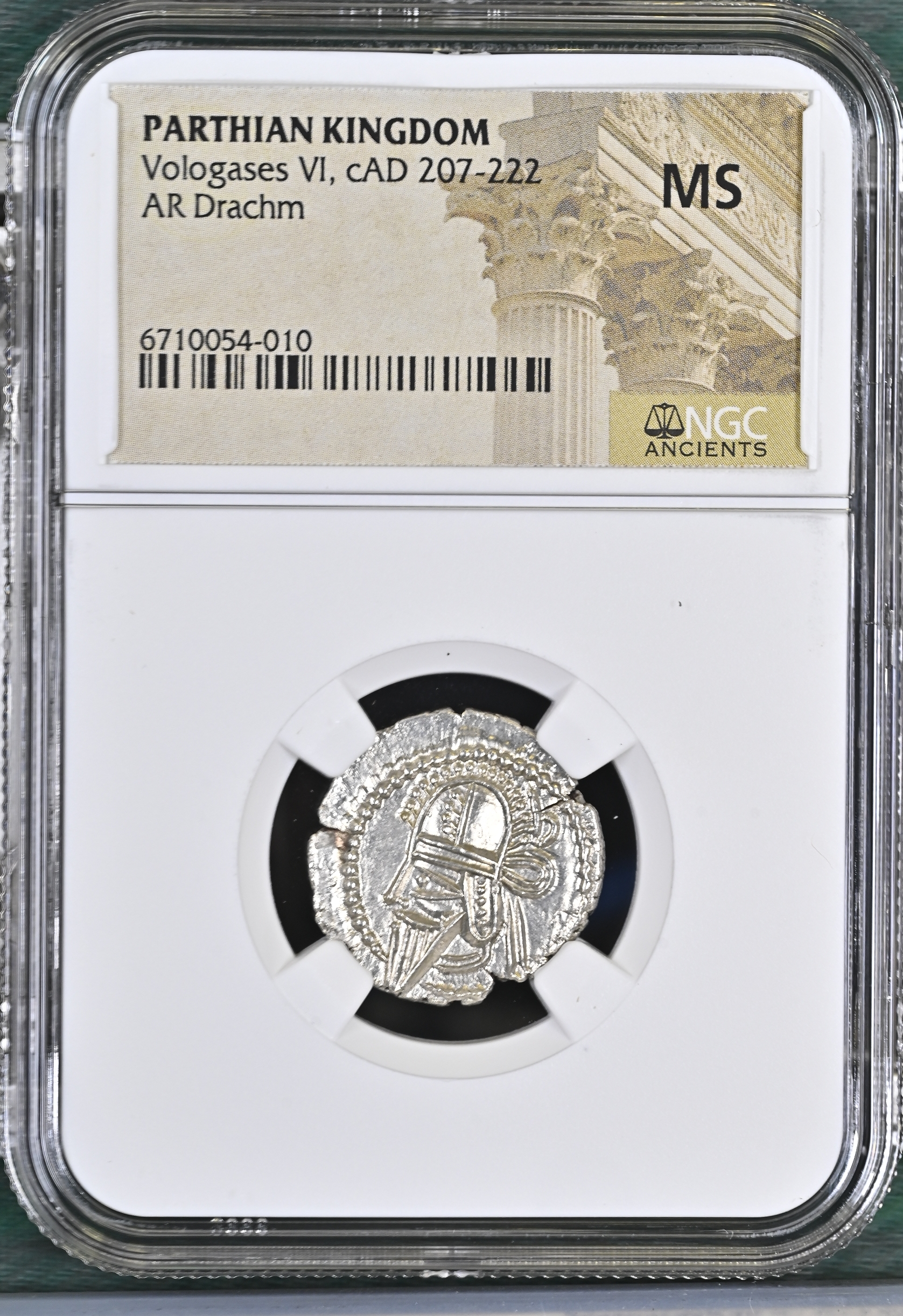 Persia, Achaemenid Kings Parthia Vologases VI c.207-222 AD AR Drachm NGC MS 0145718