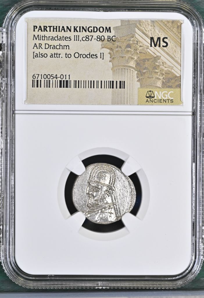 Persia, Achaemenid Kings Parthia Mithradates III c.87-80 BC AR Drachm NGC MS 0145719