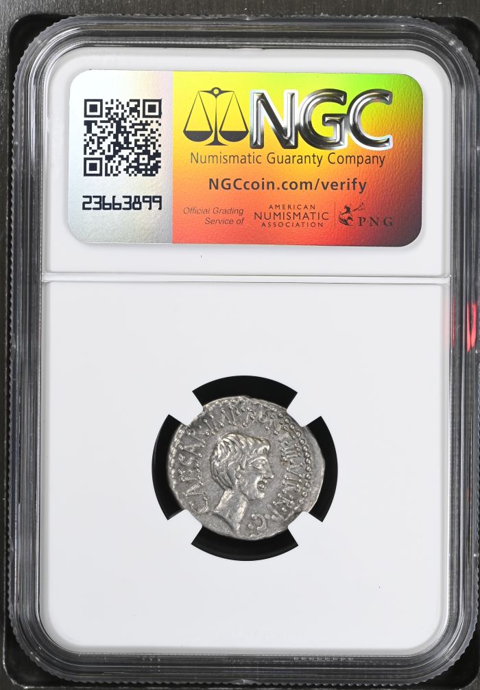Roman Imperatorial Marc Antony & Octavian 41 BC AR Denarius NGC Ch VF* 0145724Roman Imperatorial Marc Antony & Octavian 41 BC AR Denarius NGC Ch VF* 0145724 - Image 2