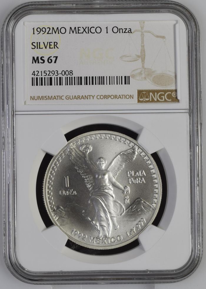 Modern Silver & Minors Onza 1992 Mo NGC MS67 0145788Modern Silver & Minors Onza 1992 Mo NGC MS67 0145788