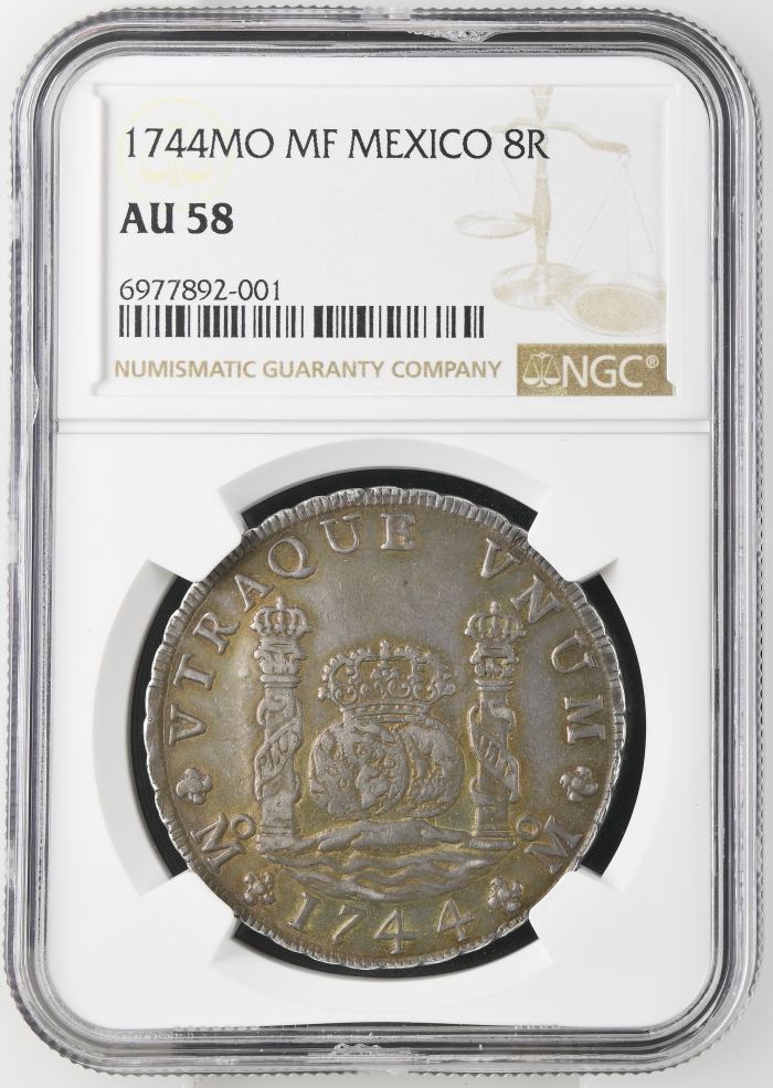 Colonial Silver & Minors 8 Reales 1744 Mo MF NGC AU58 0145906Colonial Silver & Minors 8 Reales 1744 Mo MF NGC AU58 0145906