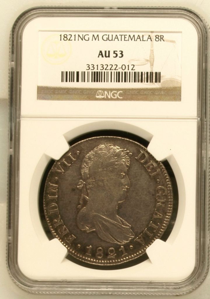 Guatemala 8 Reales 1821 Ng M NGC AU53 0145914