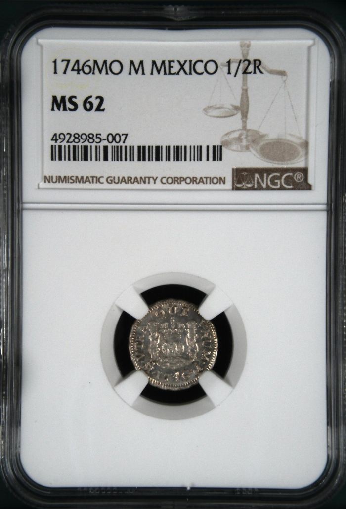 Colonial Silver & Minors 1/2 Real 1746 Mo M NGC MS62 0145917Colonial Silver & Minors 1/2 Real 1746 Mo M NGC MS62 0145917