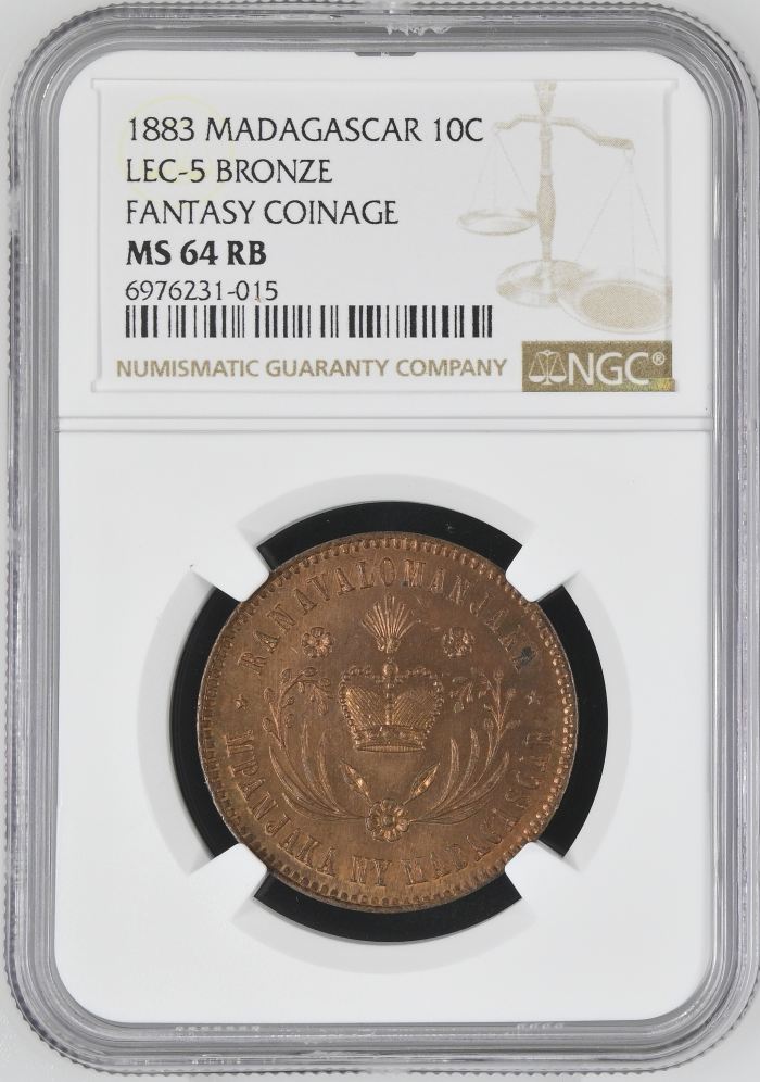 Other Madagascar 10 Centimes 1883 LEC-5 NGC MS64RB 0145920Other Madagascar 10 Centimes 1883 LEC-5 NGC MS64RB 0145920