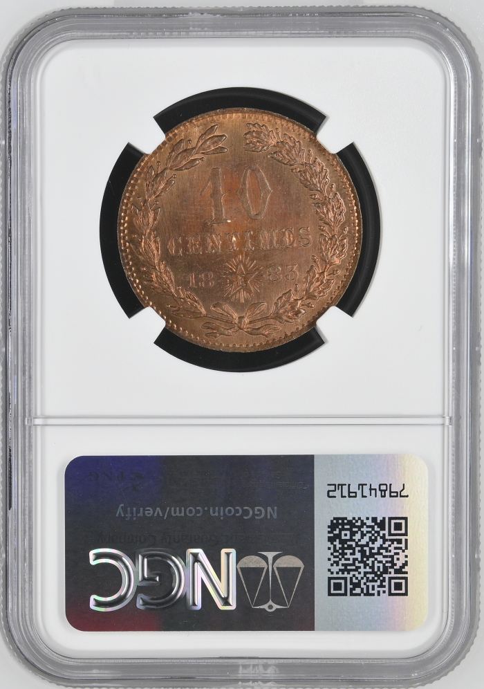 Other Madagascar 10 Centimes 1883 LEC-5 NGC MS64RB 0145920Other Madagascar 10 Centimes 1883 LEC-5 NGC MS64RB 0145920 - Image 2