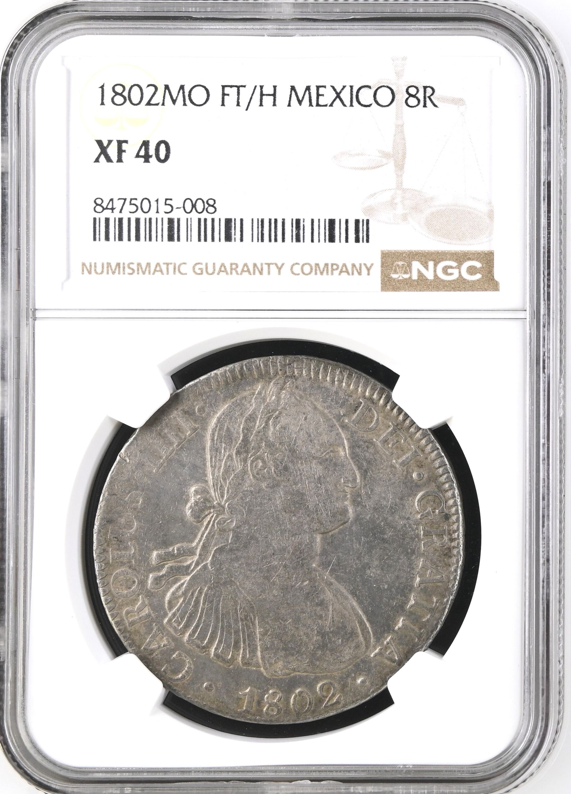 Colonial Silver & Minors 8 Reales 1802 Mo FT/H NGC XF40 0145927