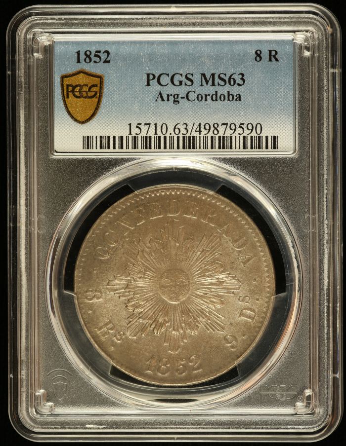 Argentina 8 Reales 1852 Cordoba PCGS MS63 0145931Argentina 8 Reales 1852 Cordoba PCGS MS63 0145931