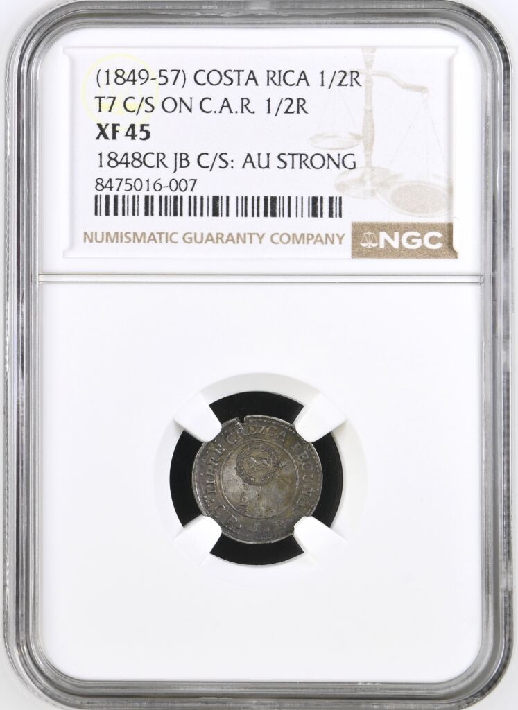 Costa Rica 1/2 Real (1849-57) NGC XF45 0145937