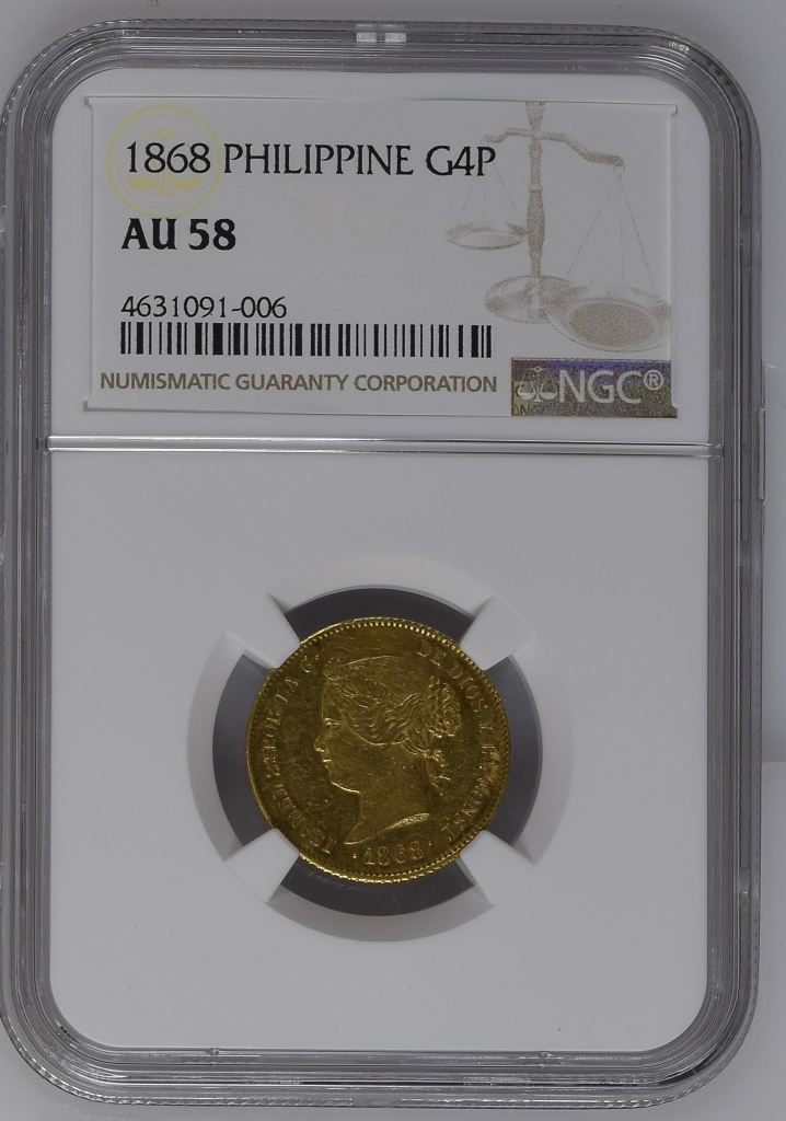 Philippines 4 Peso 1868 NGC AU58 0145962