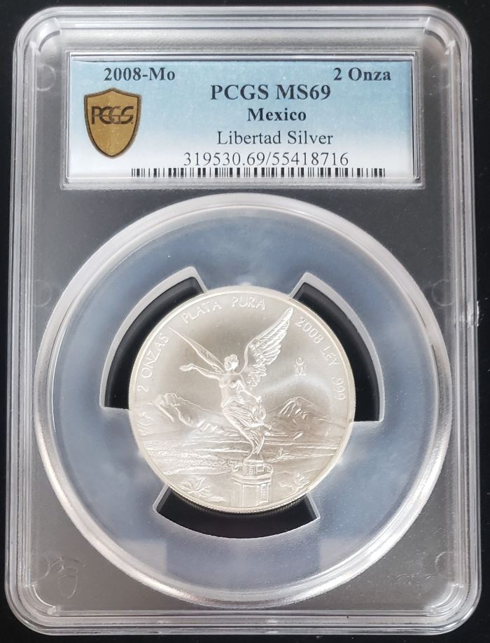 Modern Silver & Minors 2 Onza 2008 Mo PCGS MS69 0146002Modern Silver & Minors 2 Onza 2008 Mo PCGS MS69 0146002