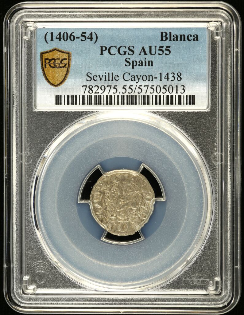 Spain Blanca (1406-54) Seville Cayon-1438 PCGS AU55 0146225