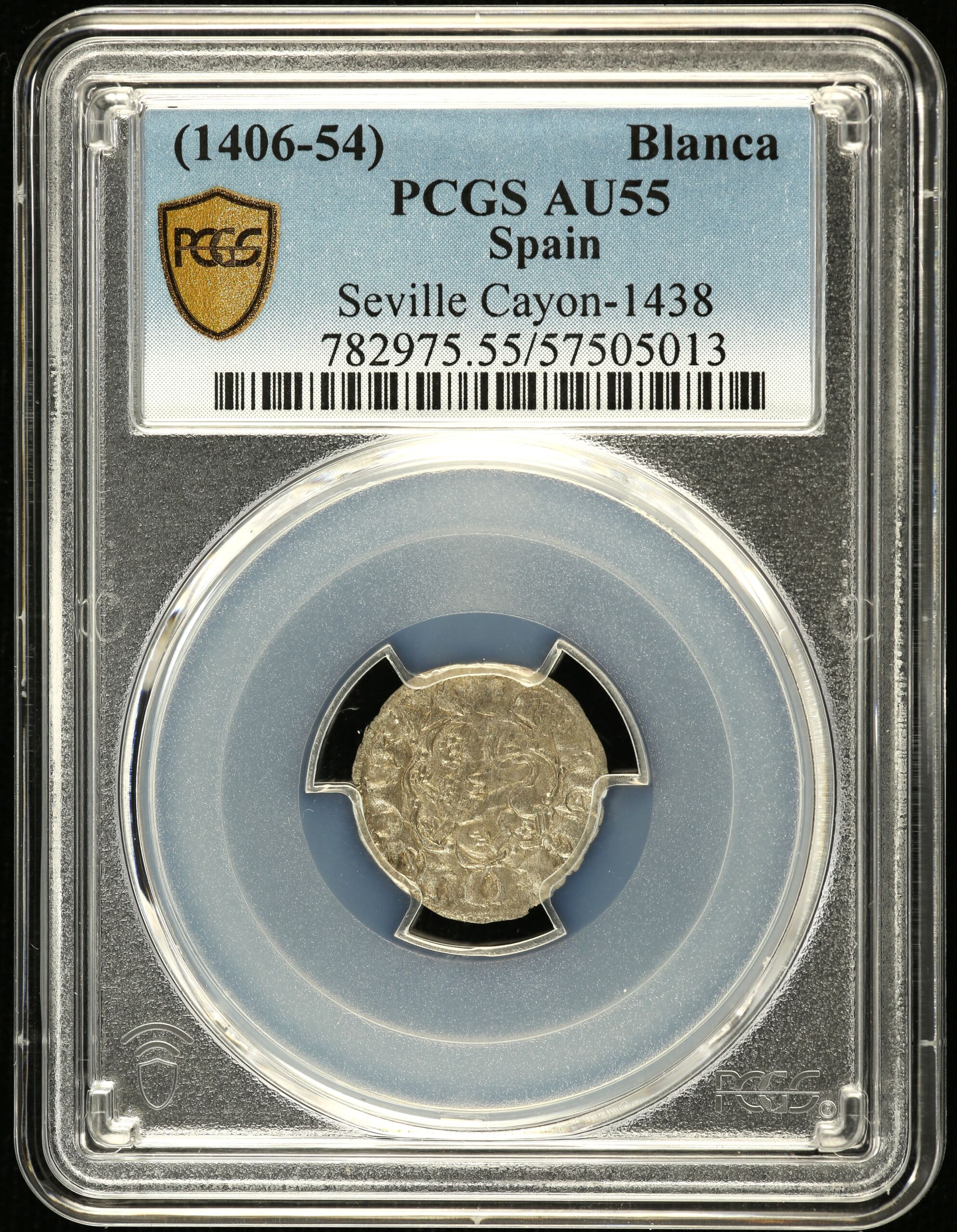 Spain Blanca (1406-54) Seville Cayon-1438 PCGS AU55 0146225