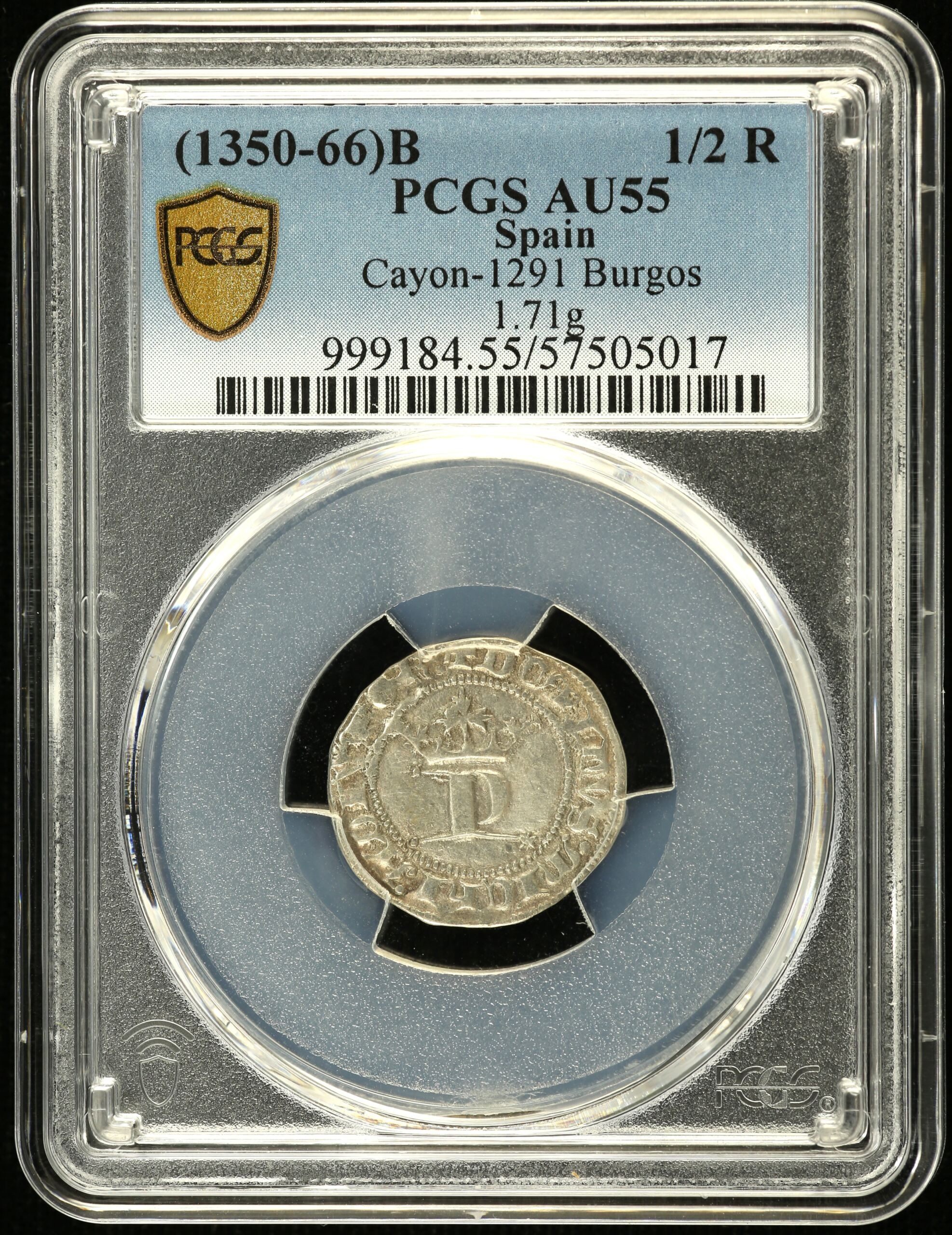 Spain 1/2 Real (1350-66) B PCGS AU55 0146227