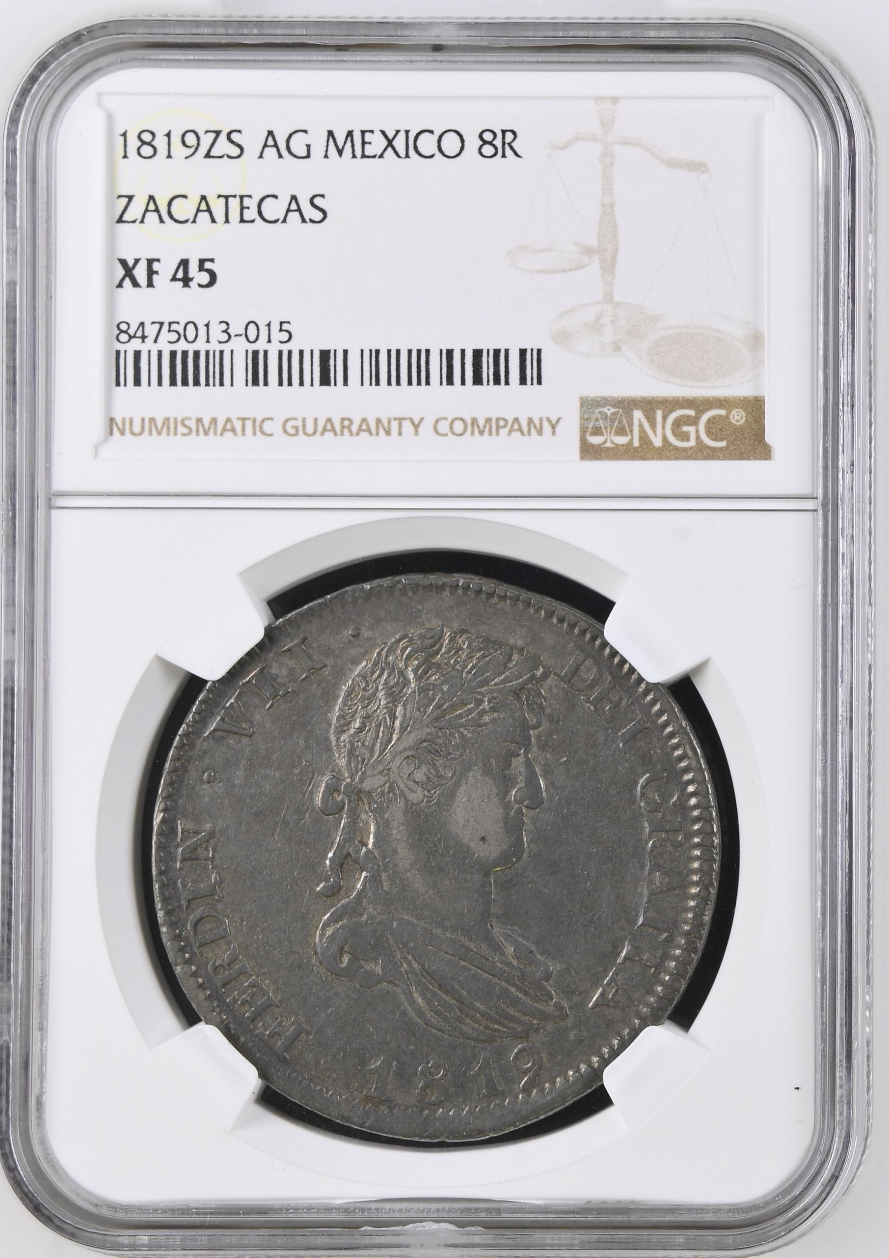 War For Independence 8 Reales 1819 Zs AG NGC XF45 0146232