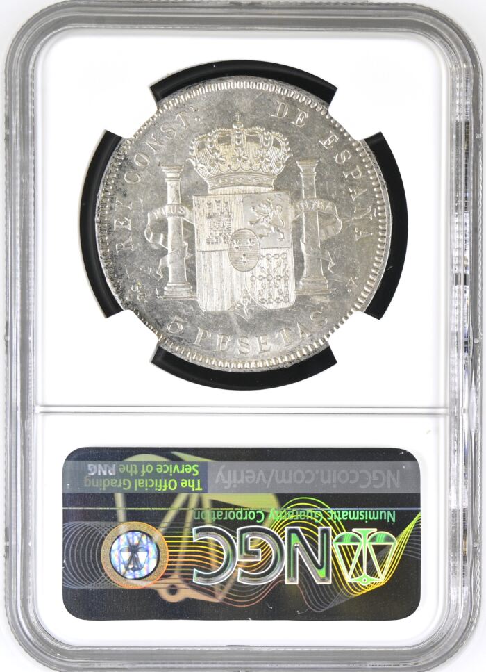 Spain 5 Pesetas 1899 SGV NGC MS63 0146233Spain 5 Pesetas 1899 SGV NGC MS63 0146233 - Image 2