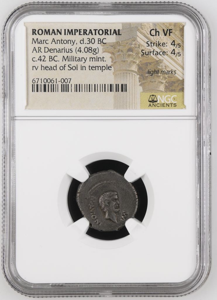 Roman Imperatorial Mark Antony d.30 BC AR Denarius NGC Ch VF 0146239