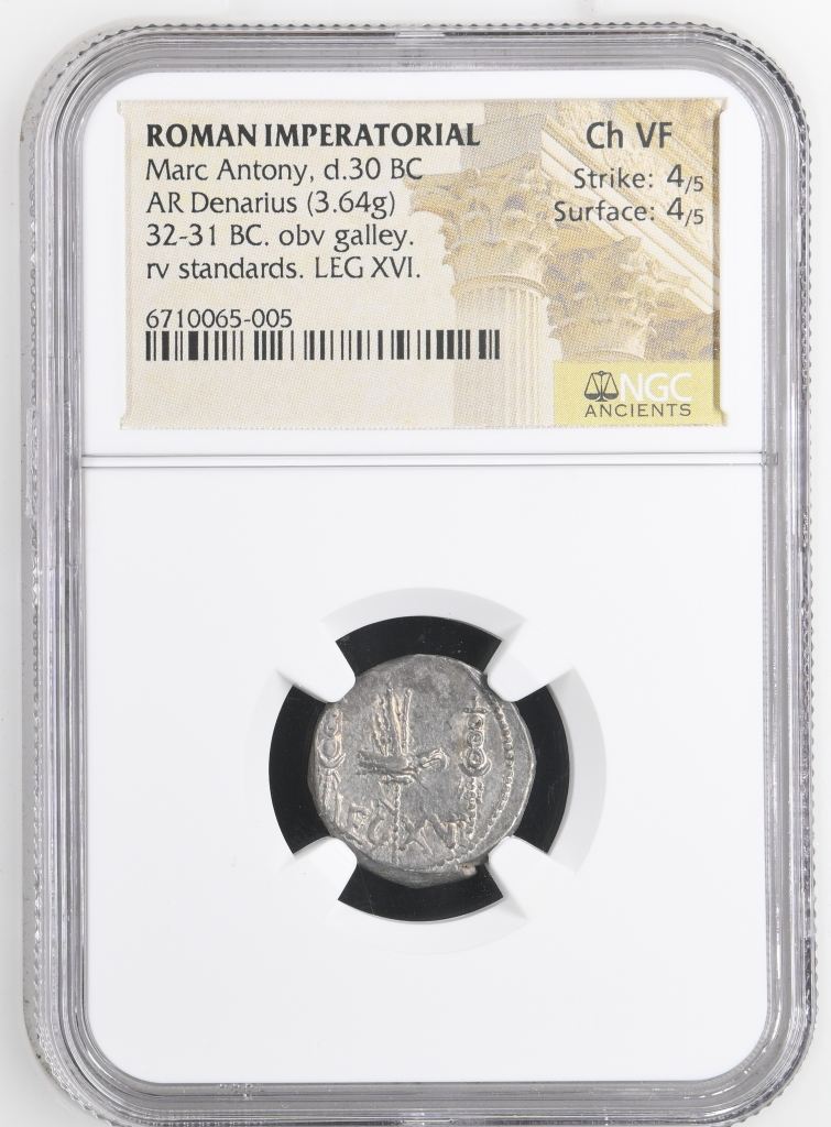 Roman Imperatorial Mark Antony d.30 BC AR Denarius NGC Ch VF 0146245