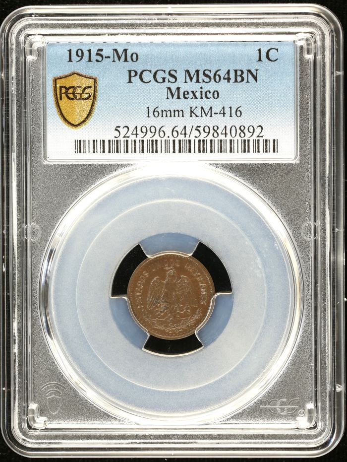 Modern Silver & Minors Centavo 1915 Mo PCGS MS64BN KM-416 0146254Modern Silver & Minors Centavo 1915 Mo PCGS MS64BN KM-416 0146254