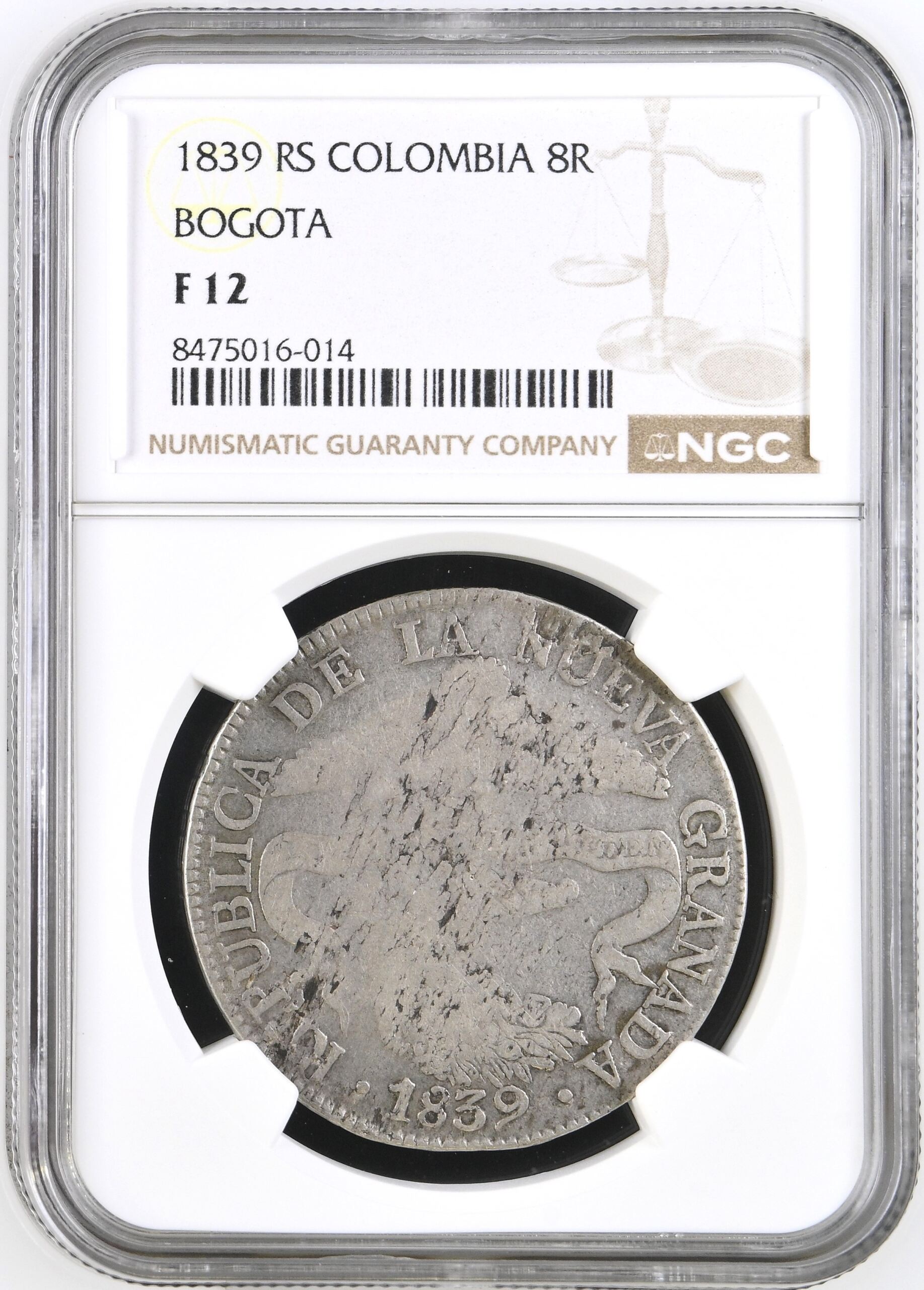 Colombia 8 Reales 1839 Bogota 0146258