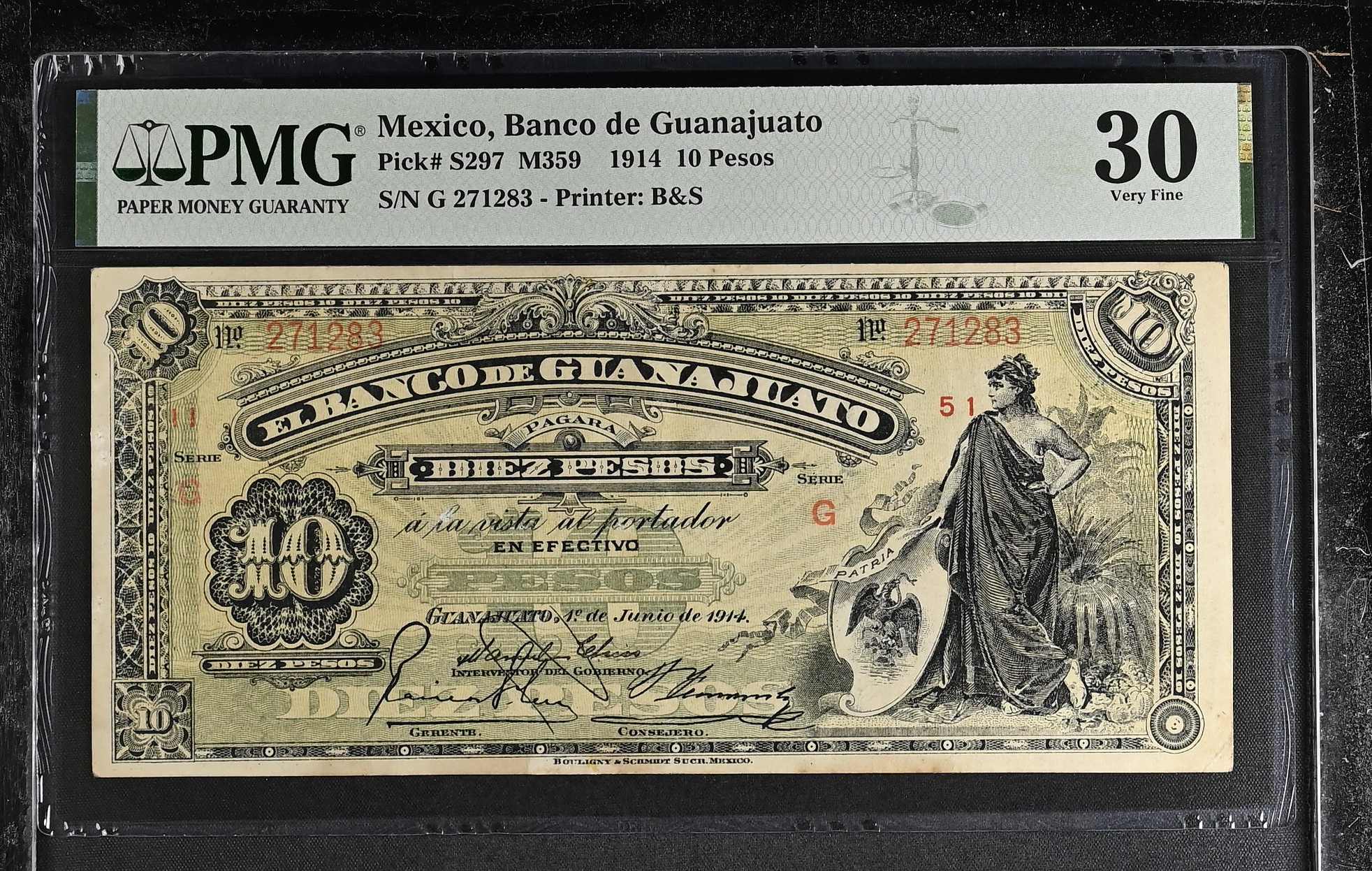 Bancos 10 Pesos 1914 Guanajuato M359 PMG VF30 f_35453